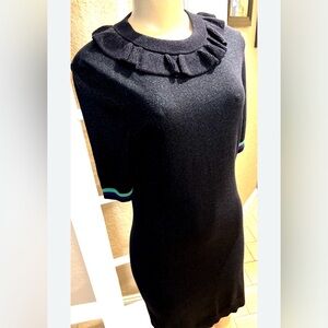 Ted Baker Black Glitter Dress with Ruffle Detail